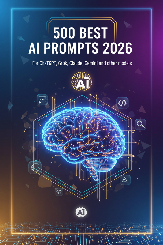 500 лучших AI-промптов 2026 — обложка книги